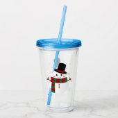 White kerst Snowman Acryl Drinkbeker (Achterkant)