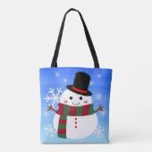 White kerst Snowman Draagtas (Achterkant)