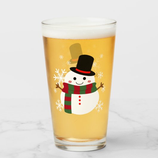 White kerst Snowman Glas (Voorkant gevuld)