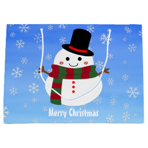White kerst Snowman Groot Cadeauzakje