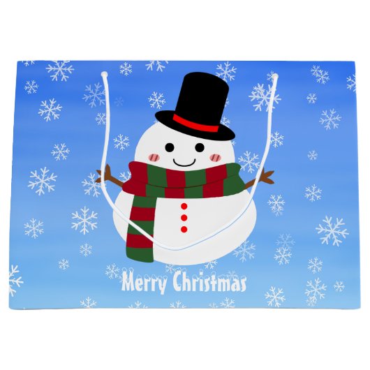 White kerst Snowman Groot Cadeauzakje (Voorkant)