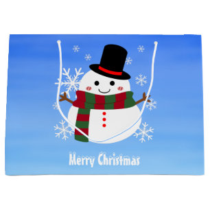 White kerst Snowman Groot Cadeauzakje