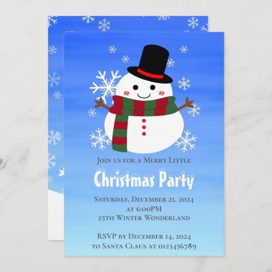 White kerst Snowman Kaart (Voorkant / Achterkant)