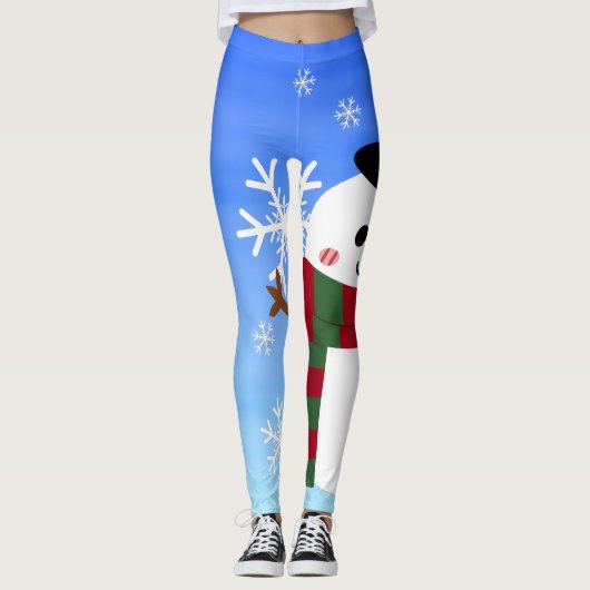 White kerst Snowman Leggings (Voorkant)