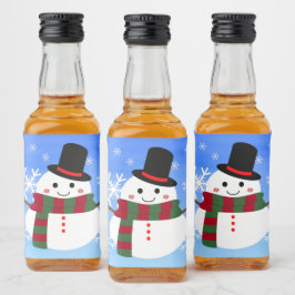 White kerst Snowman Likeurfles Etiket