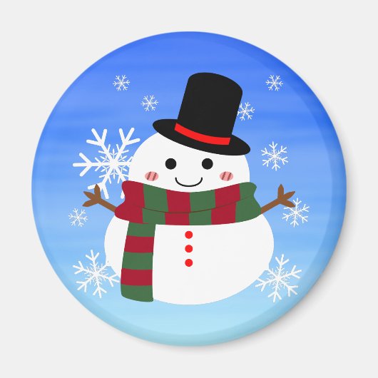 White kerst Snowman Magneet (Voorkant)