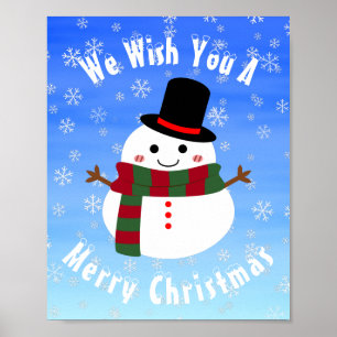 White kerst Snowman Poster