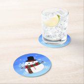 White kerst Snowman Ronde Kartonnen Onderzetter (Insitu)