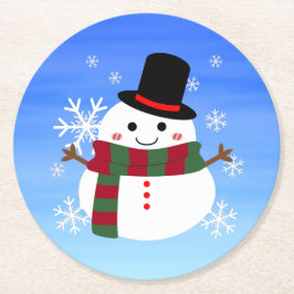 White kerst Snowman Ronde Kartonnen Onderzetter
