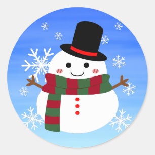 White kerst Snowman Ronde Sticker