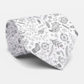 White Kerstdoodles Stropdas (Opgerold)