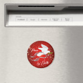 White Kerstdove Magnet Magneet (Insitu (Vaatwasser))