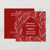 White KerstFlorals op Holiday Red New Home Aankondiging (Voorkant / Achterkant)
