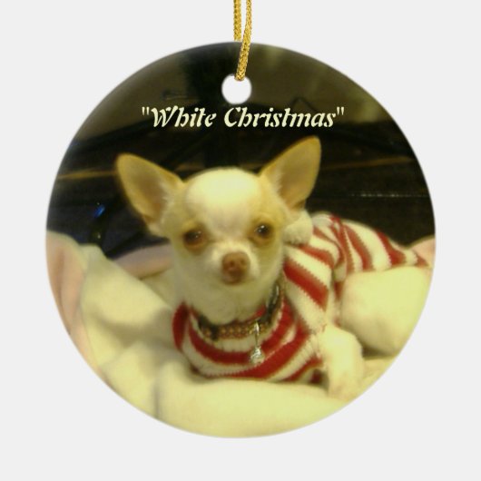 "White Kerstmis" Chihuahua Tree Ornament (Voorkant)