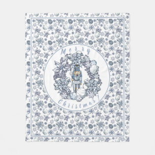 White Kerstmis Nutcracker Wreath Fleece Deken