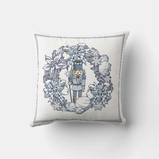 White Kerstmis Nutcracker Wreath Kussen (Achterkant)