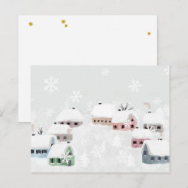 White Kerstwinter Snowy Day Illustratie Mini Feestdagenkaart