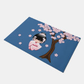 White Kimono Kokeshi Doll - Cute Geisha Girl Deurmat (Schuin)