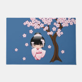 White Kimono Kokeshi Doll - Cute Geisha Girl Deurmat (Voorkant)