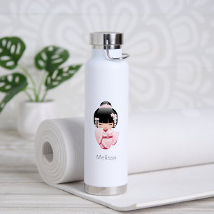 White Kimono Kokeshi Doll - Cute Geisha Girl Waterfles