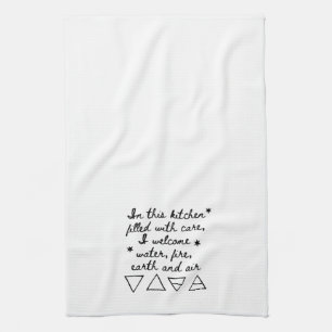 White Kitchen Towel Witch Pagan Incantation Symbol Theedoek
