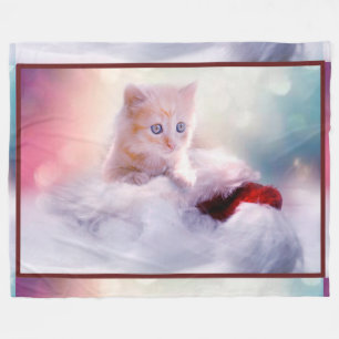 White Kitten Fleece Deken