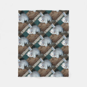 White Kitten Fleece Deken