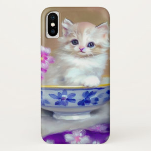White Kitten Illustratie iPhone X Hoesje