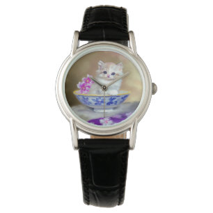 White Kitten Illustratie Horloge