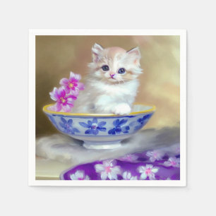 White Kitten Illustratie Servet