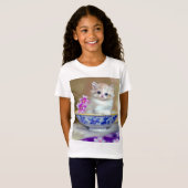  White Kitten Illustratie T-shirt (Voorkant volledig)