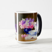 White Kitten met Paars lintje Magische Mok (Voorkant rechts)