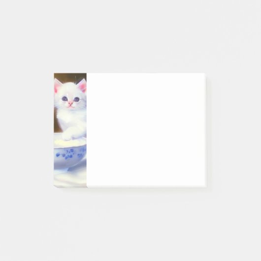 White Kitten met Paars lintje Post-it® Notes (Voorkant)