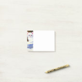 White Kitten met Paars lintje Post-it® Notes (Op bureau)
