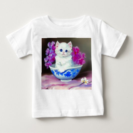  White Kitten met roze bloemen (Voorkant)