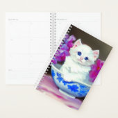 White Kitten met roze bloemen Planner (Display)