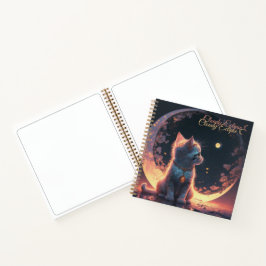 White Kitten Moon Spiral Notitieboek