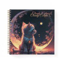 White Kitten Moon Spiral Notitieboek