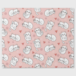 White Kitten Naadloos Ontwerp Cadeaupapier