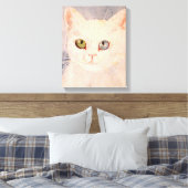 White Kitten with Blue Eye and Green Eye Canvas P (Insitu (Slaapkamer))