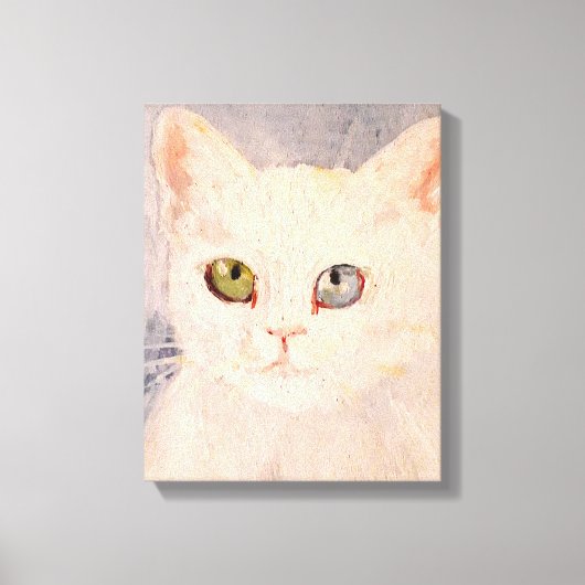 White Kitten with Blue Eye and Green Eye Canvas P (Voorkant)