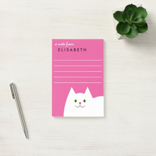 White Kitty Cat Pink Post-it® Notes (Kantoor)