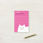 White Kitty Cat Pink Post-it® Notes (Op bureau)