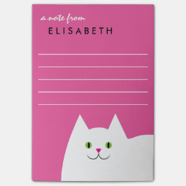 White Kitty Cat Pink Post-it® Notes