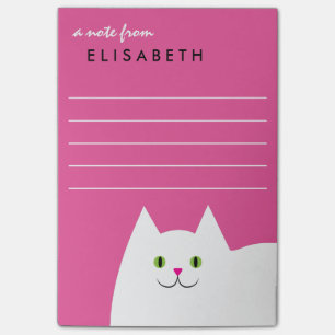 White Kitty Cat Pink Post-it® Notes