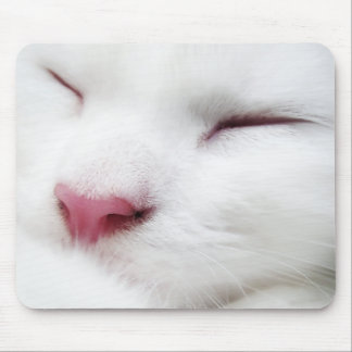 White Kitty Cat Sleeping Face Mousepad Muismat