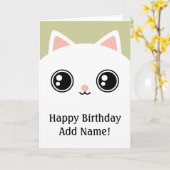 White Kitty Chat Visage Joyeux Anniversaire Carte  (Fleur jaune)