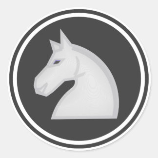 White Knight Chess Piece Ronde Sticker