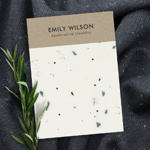 WHITE KRAFT TERRAZZO 3 STUD EARRING DISPLAY CARD VISITEKAARTJE