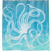 White Kraken Illustration Ocean Water Douchegordijn (Voorkant)